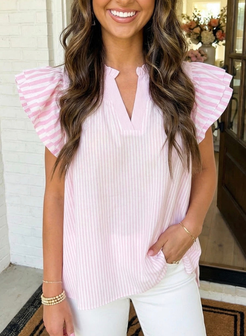 Pink Striped Blouse