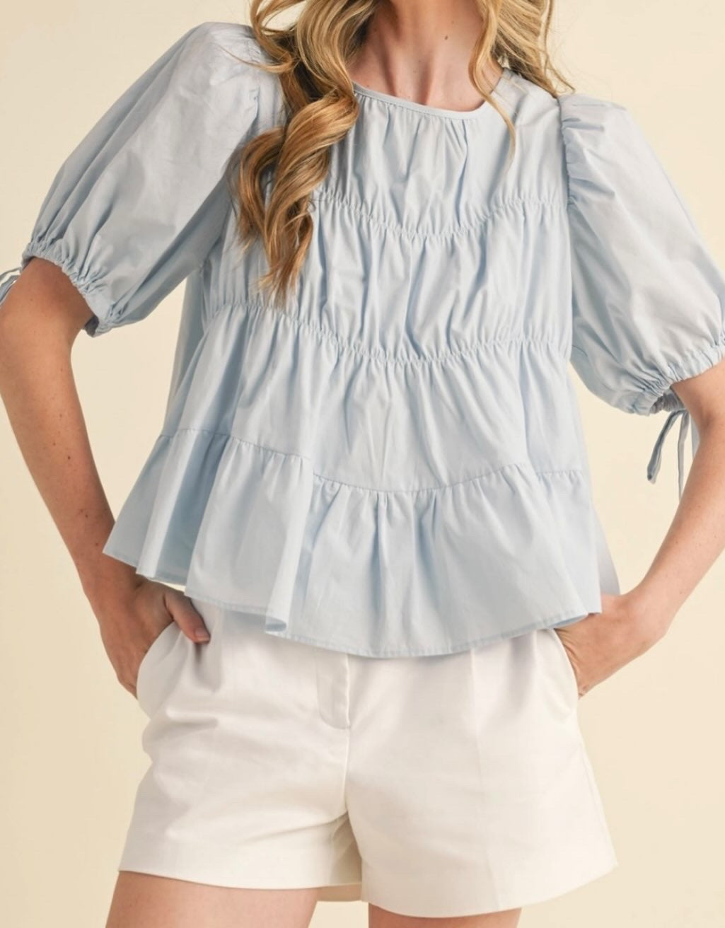 Blue Ruffle Blouse