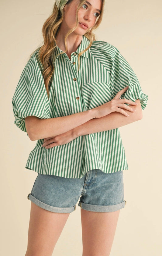 Green Striped Blouse