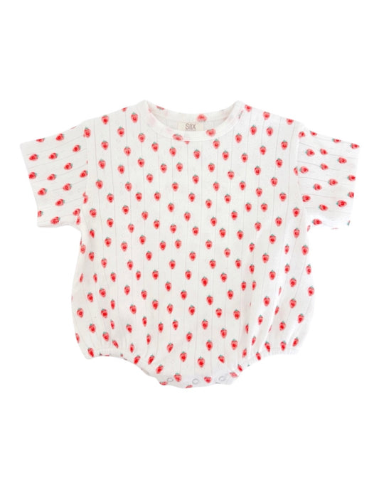 Strawberry Pointelle Romper