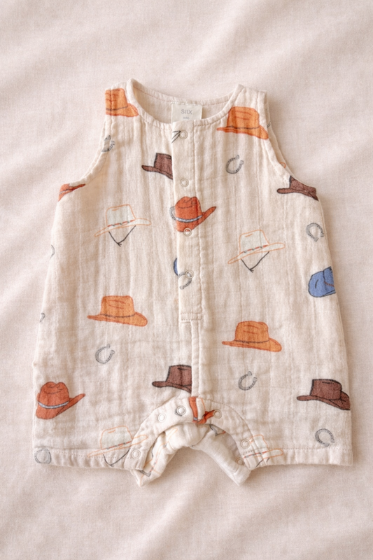 Little Cowboy Muslin Romper